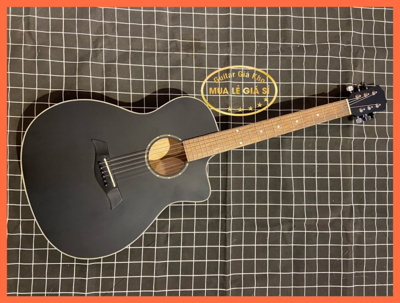 Đàn guitar acoustic màu đen top solid có ty chỉnh cần GK-02