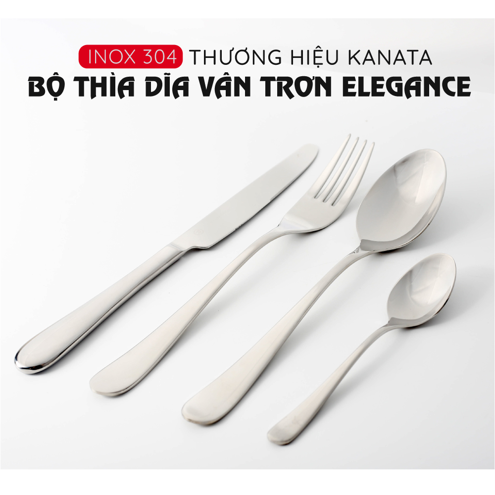 Set 8 dao dĩa beefsteak cao cấp vân trơn Elegance VTK284