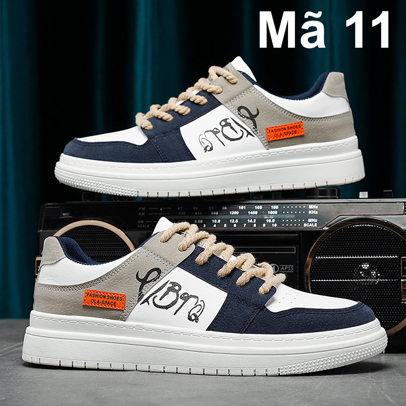 Giày thể thao nam, giày nam da pu, giày sneaker đế cao su êm chân mã 12-11