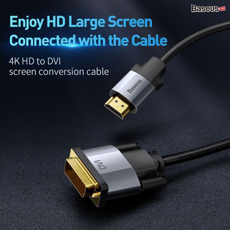 Cáp chuyển HDMI sang DVI Baseus Ẹnoymet Series (HDMI 4K male to DVI male, bidirectional adapter cable)