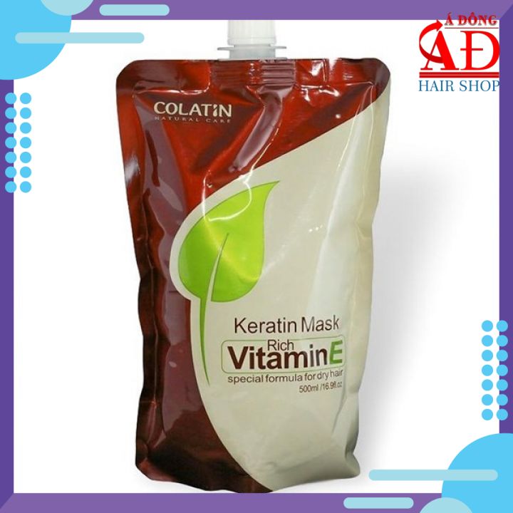 [+Tặng mũ trùm] Dầu ủ tóc Colatin Keratin Mask Vitamin E siêu mượt 500ml [chính hãng]