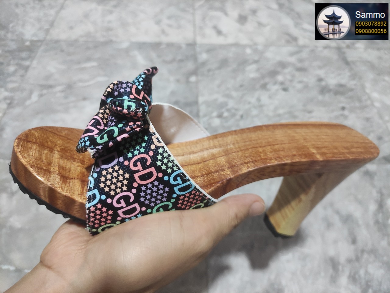 Guốc Gỗ Đế Vuông Cao 9 phân