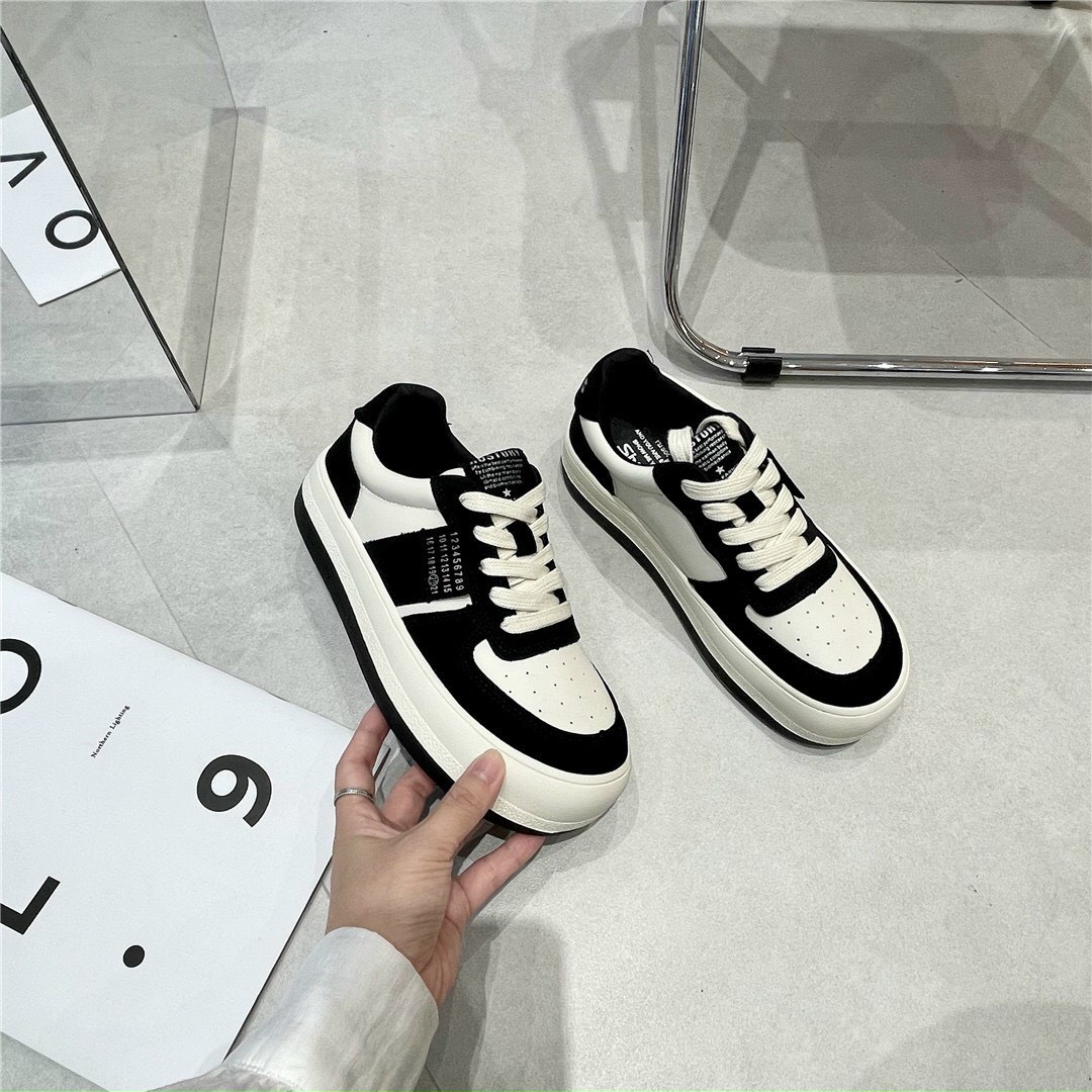 giày nữ sneaker da lộn đế độn phối da nỉ h30 2 màu