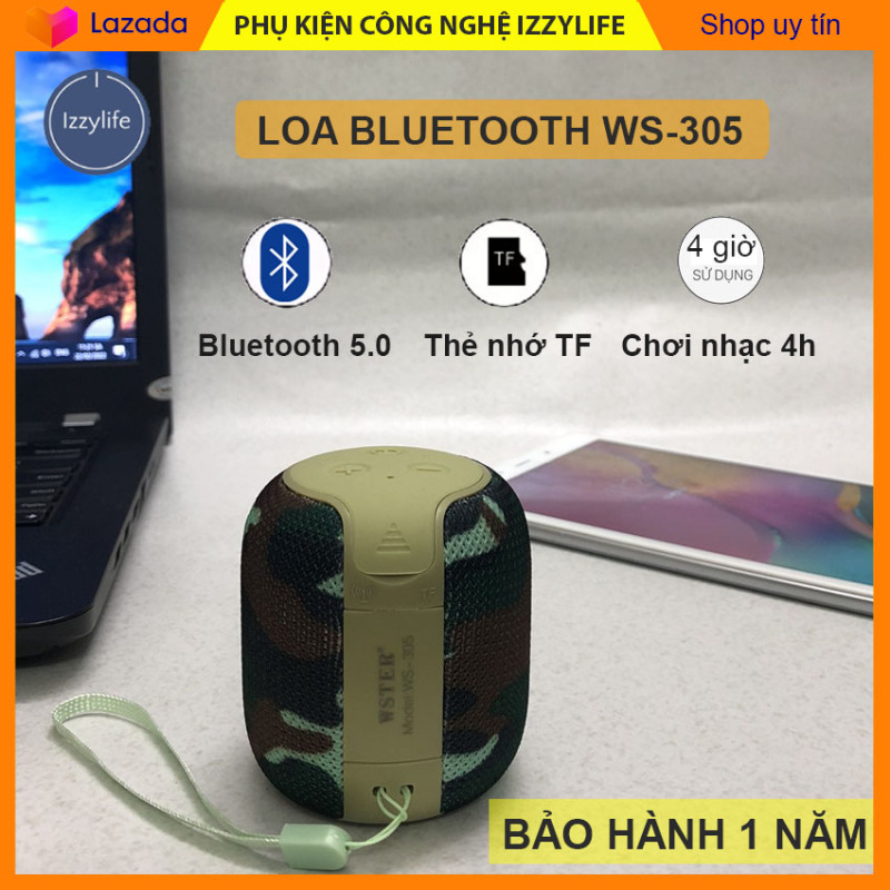 Loa Bluetooth Mini WS-305 loa Mini mới 2022 âm thanh sắc nét sống động pin trâu 4 giờ tích hợp thẻ nhớ kèm dây đeo phong cách - Izzylife