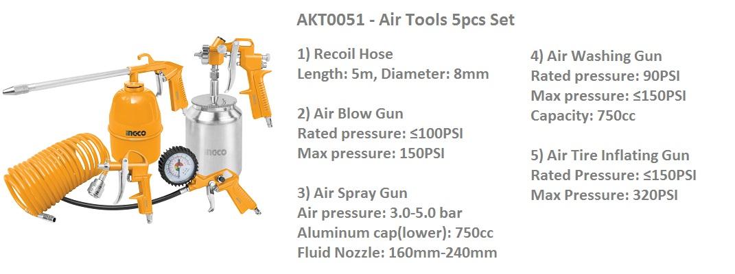 Bộ 5 công cụ dùng khí nén INGCO AKT0051-3