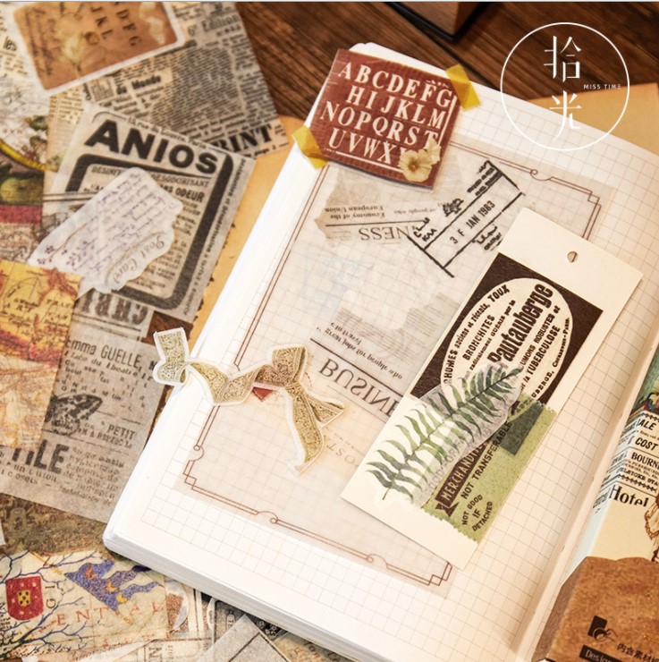 Bộ sticker trang trí sổ bullet journal retro cổ điển -Diary