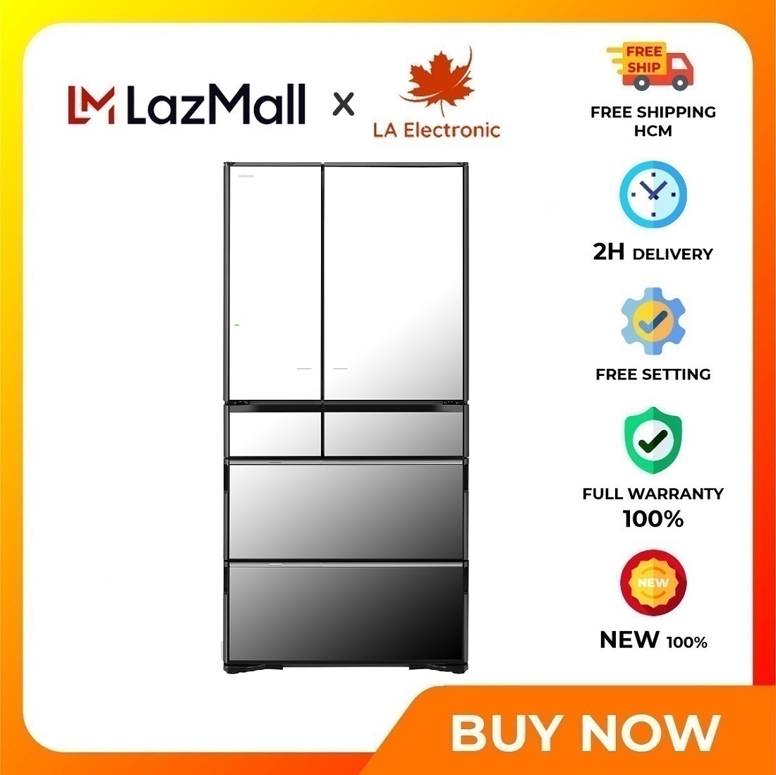 Hitachi inverter refrigerator 735 liters R-ZX740KV - Free shipping HCM - Sensor panel Door opening alarm User habit memory control panel