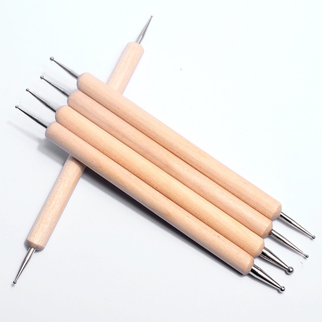 Bộ cọ chấm bi 5cây cán gỗ cao cấp đủ size (đa côg dụng không thể thiếu)