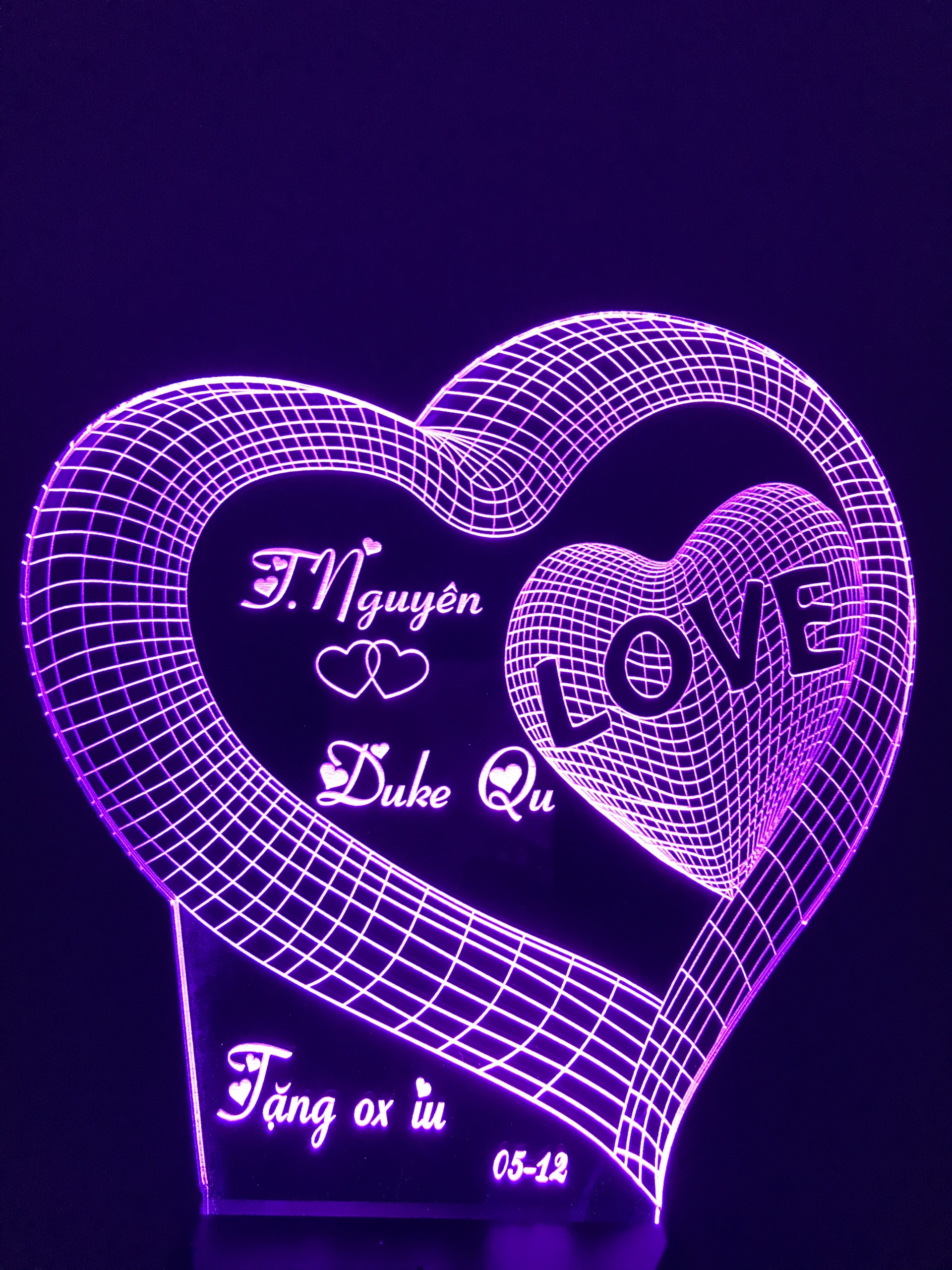 [HCM]Đèn ngủ lè 3D 16 màu TRÁI TIM 3D Đèn led khắc hình theo yêu cầu đèn khắc hình cá nhân đèn để bàn đèn ngủ đèn trang trí quà tặng sinh nhật quà tặng người thân bạn bè