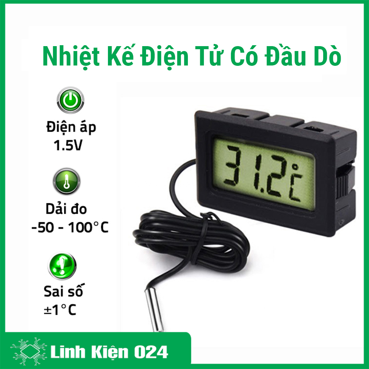 Nhiệt kế điện tử -50°c ~100°c có đầu dò nhiệt độ