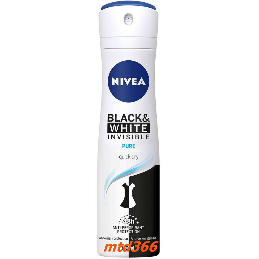 Xịt Khử Mùi Cho Nữ 150ml Nivea Ngăn Vệt Ố Vàng Black & White