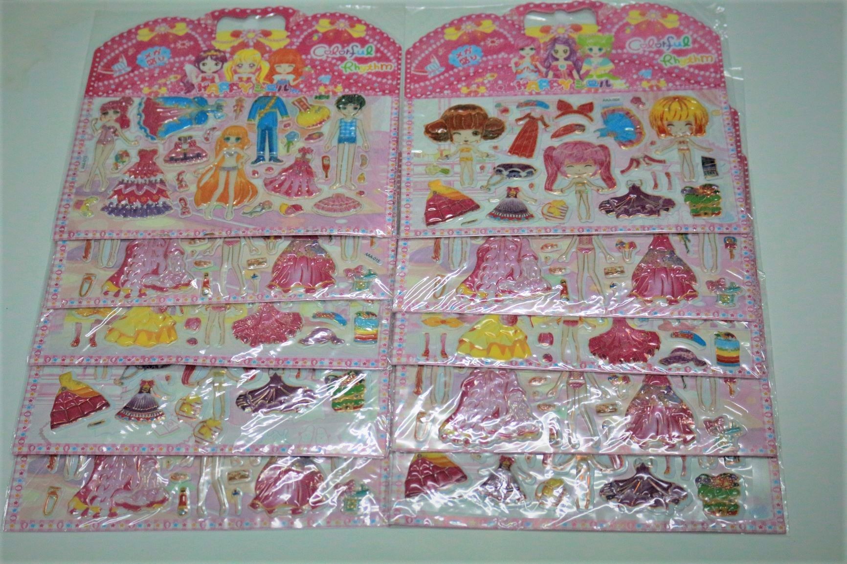 Bộ 10 hình dán mẫu búp bê nổi 3D