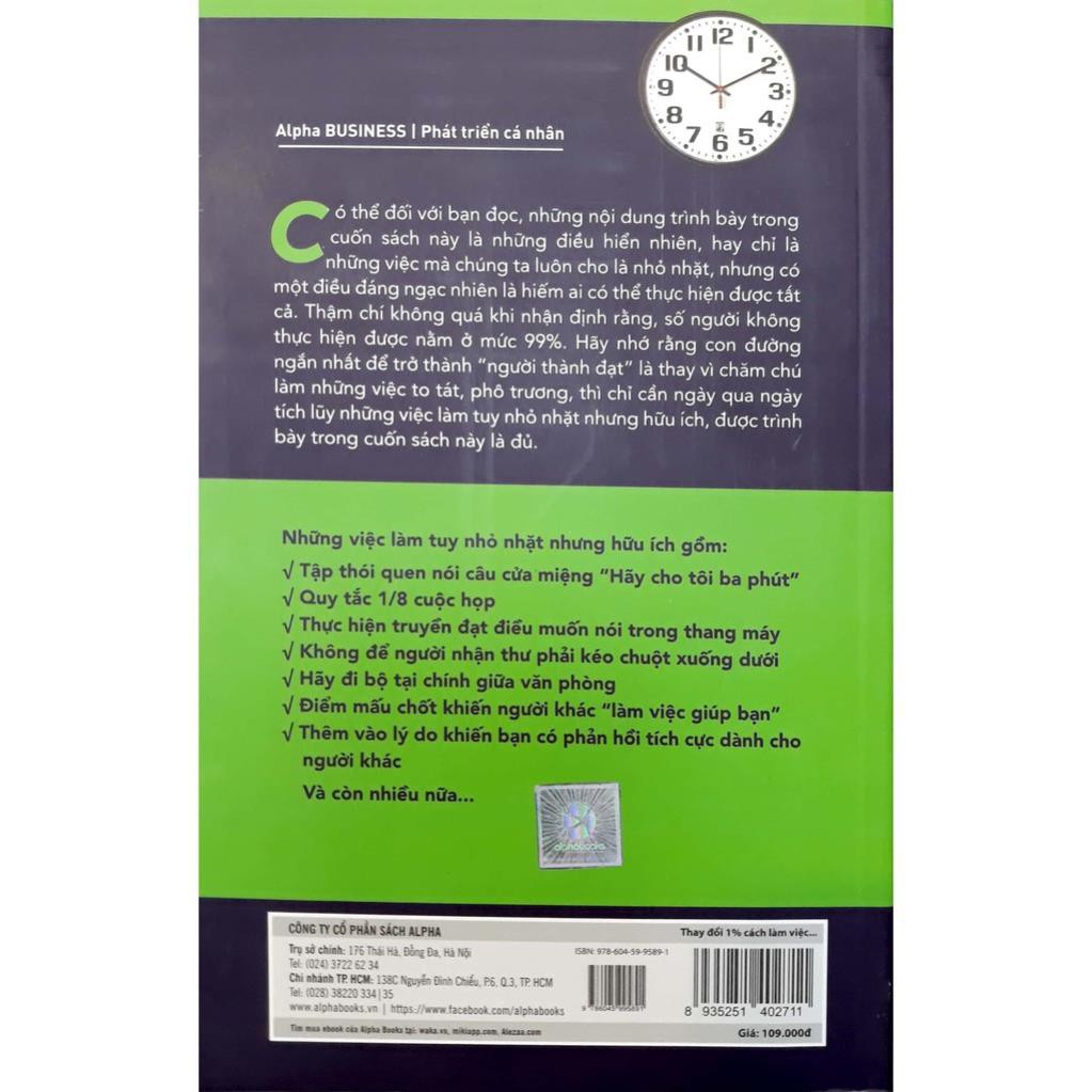 Sách - Thay Đổi 1% Cách Làm Việc 99% Đạt Được Thành Công [Alphabooks]