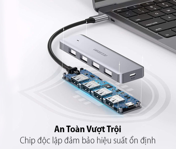 HUB USB TYPE-C SANG 4 CỔNG USB 3.0 UGREEN 70336, CÓ CỔNG TRỢ NGUỒN MICRO USB