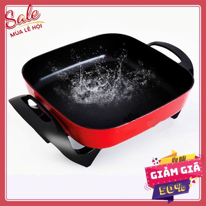 [HCM]Nồi điện đa chức năng kiểu Hànnồi lẩu hình vuông nồi chiên xào dung lượng lớn 5L chống dính lau rửa dễ dàng