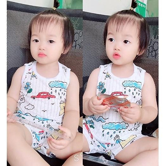 [Xả hàng] Bộ cotton giấy sát nách mát mềm cho bé yêu