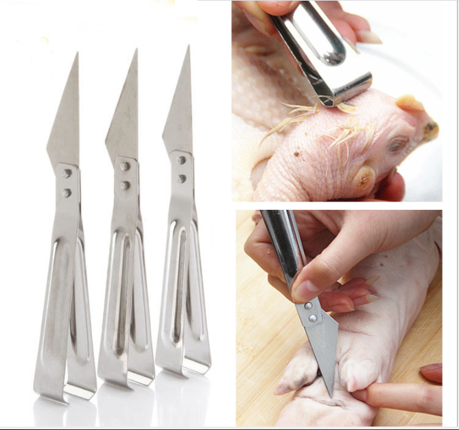 Combo 2 dao mổ kèm nhíp nhổ lông gà vịt siêu tiện lợi dành cho mọi gia đình, dụng cụ phụ kiện bếp dao - nhíp “2 trong 1”, chất liệu thép không gỉ