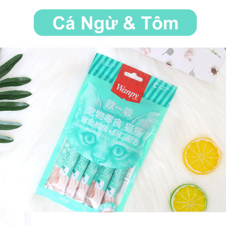 Súp Dinh Dưỡng Wanpy Cho Mèo Gói 5 Thanh x 14g