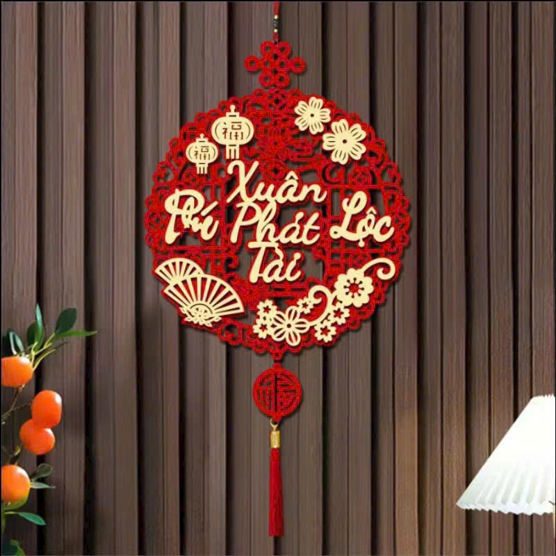 Dây treo trang trí tết,khánh quạt trang trí tết, khánh trang trí nhà cửa tết, liễn nhung treo cửa ngày tết mẫu mới