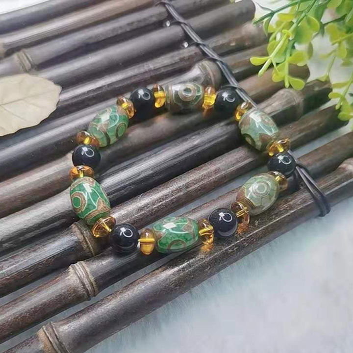 Vòng đeo tay dzi đá mã não tây tạng - t0350