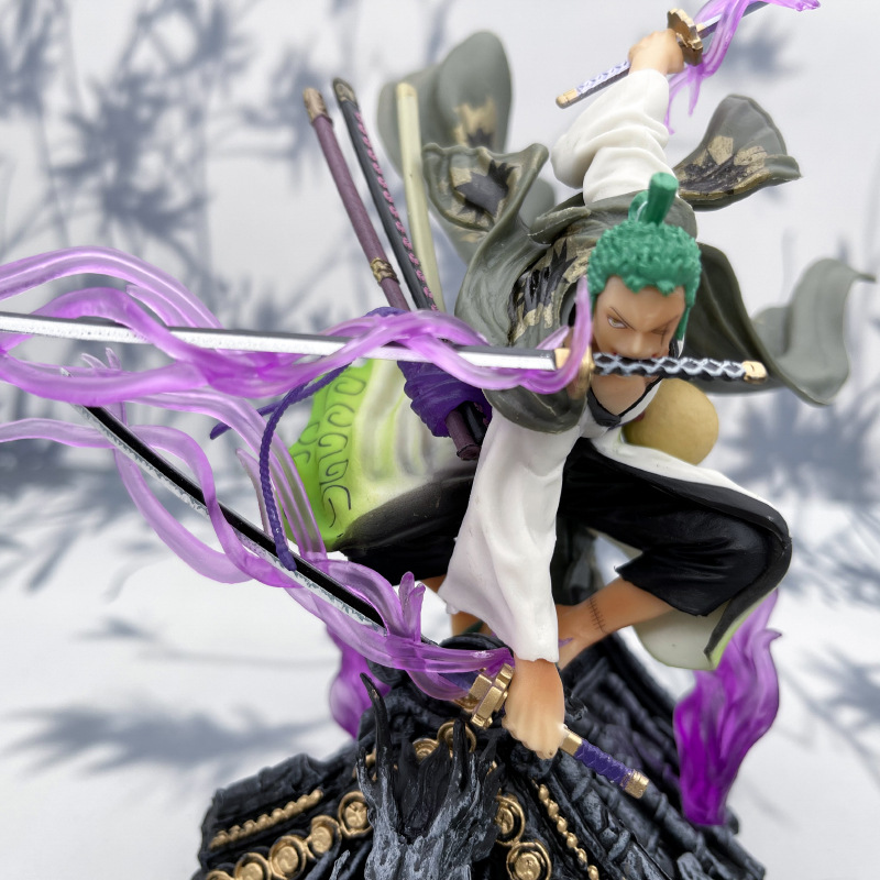 Mô hình zoro wano 22cm mái nhà 3 kiếm full haki, mô hình one piece cao cấp, figure anmie one piece luffy vua hải tặc