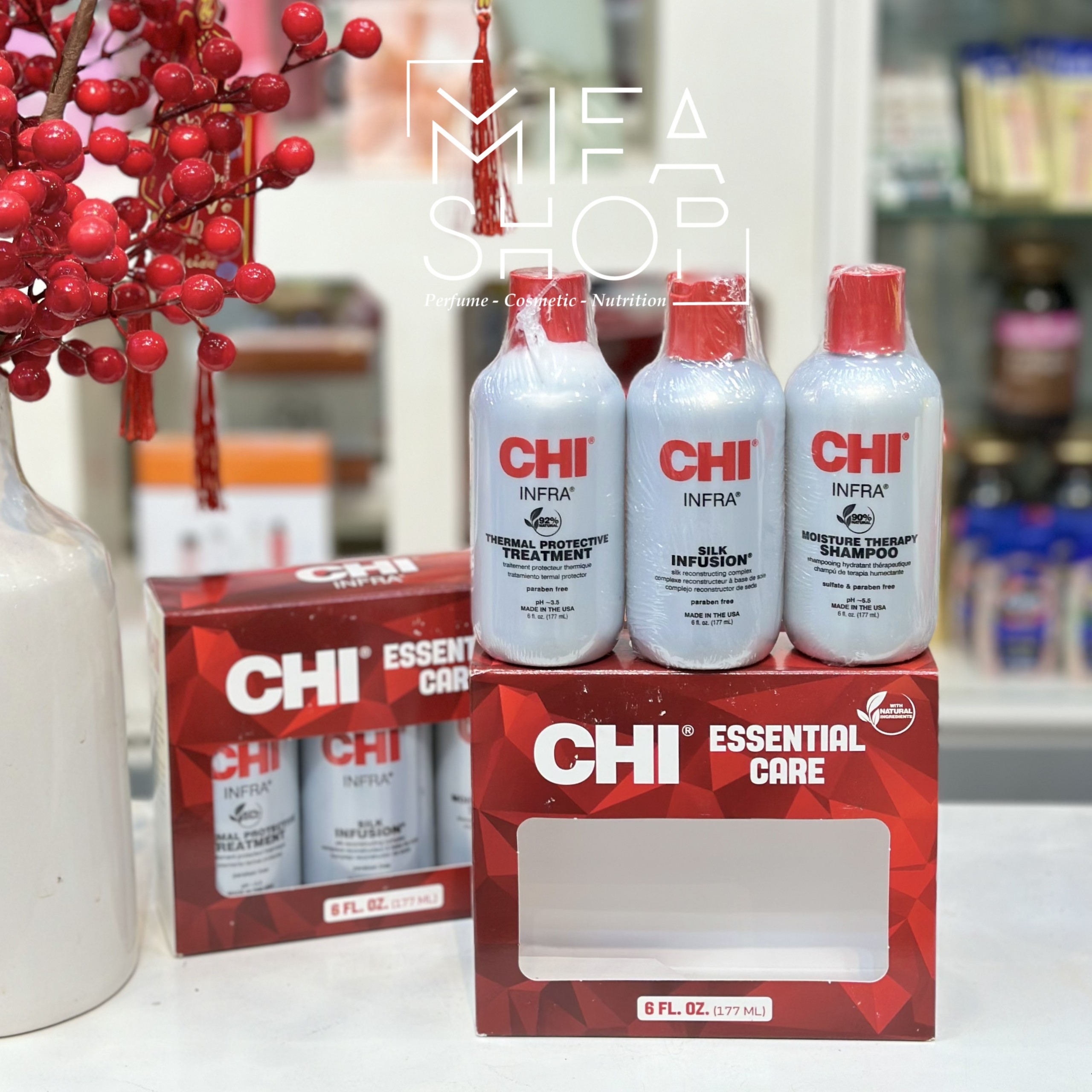 Bộ Dầu Gội, Xả Và Dưỡng Tóc CHI Essential Care 177ml