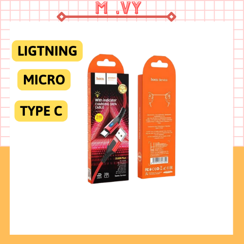 Cáp sạc nhanh Hoco DU08 dây dù báo đèn 2m