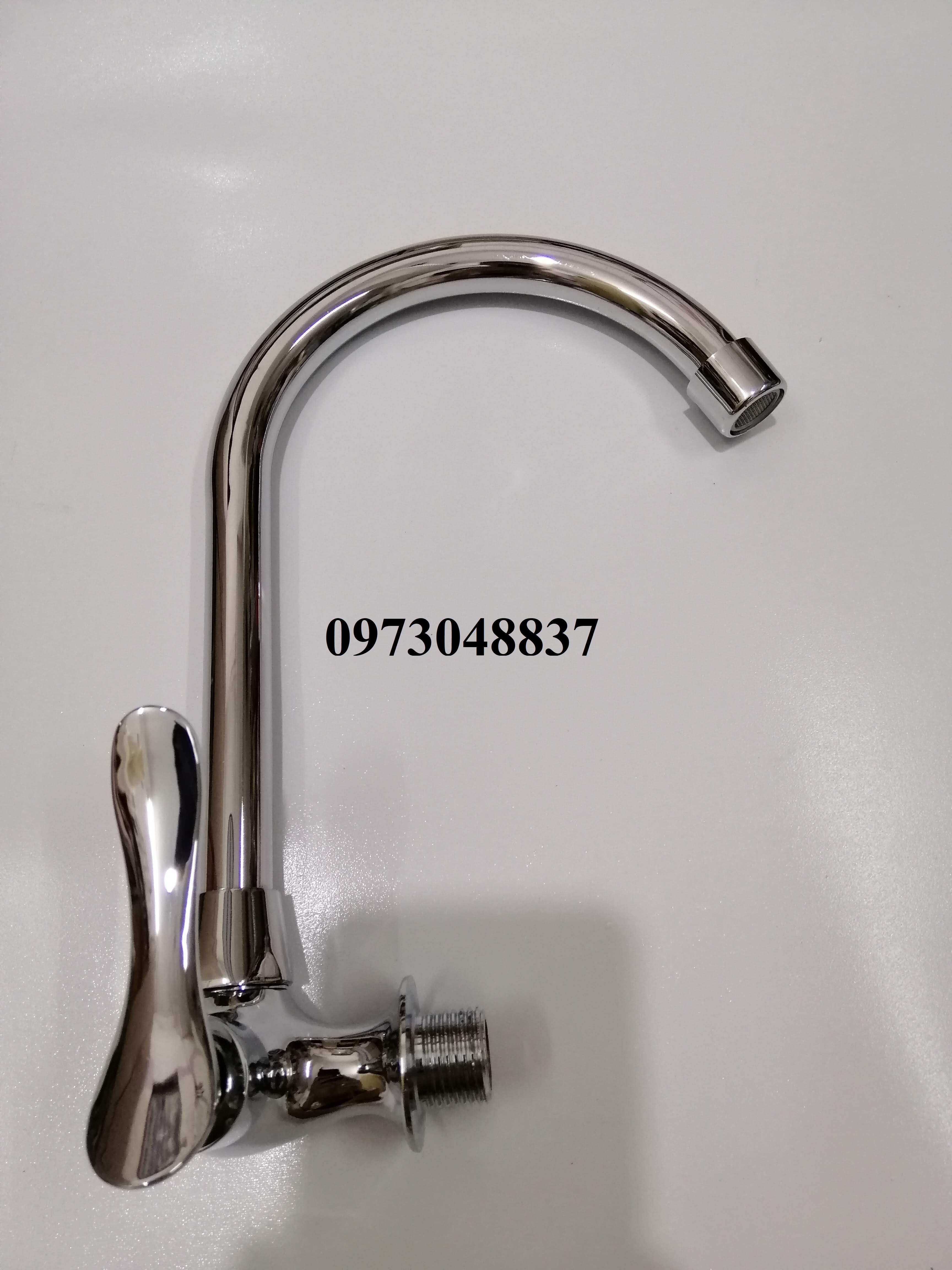 Vòi rửa bát đơn lạnh thân đồng gắn tường cần cứng, cần mềm