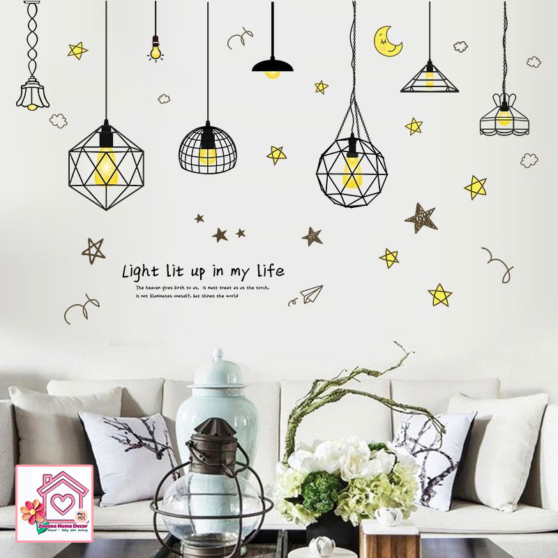 Decal dán tường Chùm đèn treo XL7230 trang trí tường phòng khách phòng ngủ - Sticker - Miếng dán tường - Hình dán