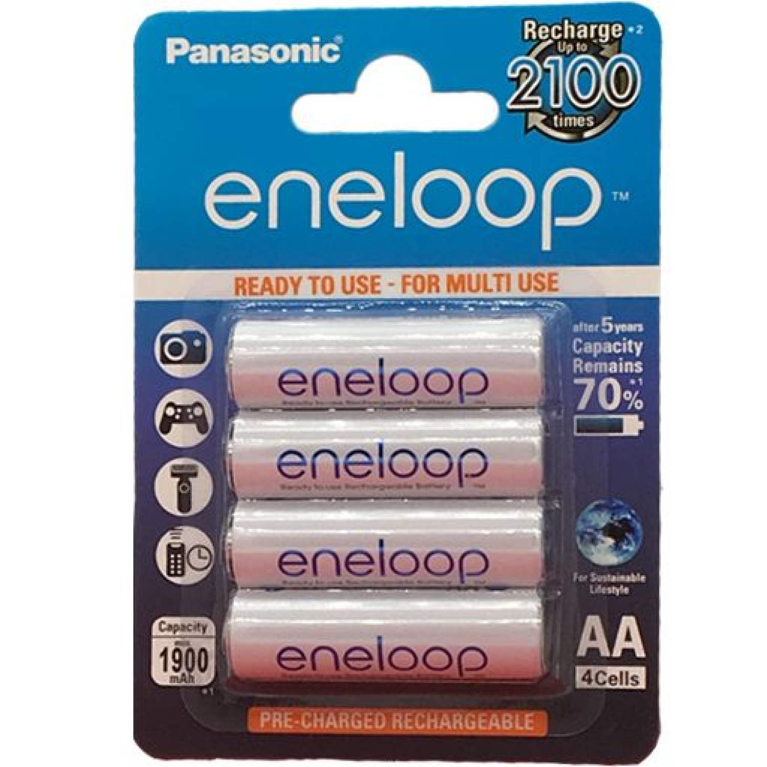 Vỉ 4 pin sạc aa eneloop 1900mah, pin sạc lại 2100 lần