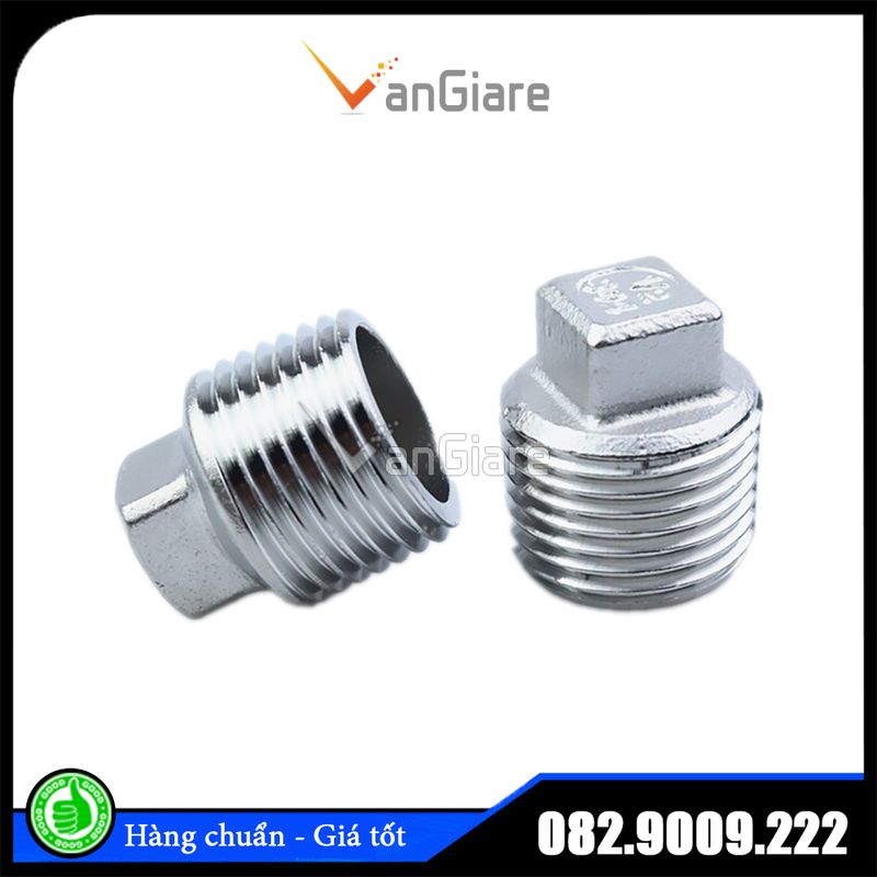 Nút bít ren ngoài inox 304, nắp bịt răng ngoài 13 17 21 27 34 42 49 60