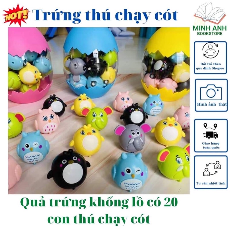 Combo Con vật chạy đà, trứng thú chạy dây cót