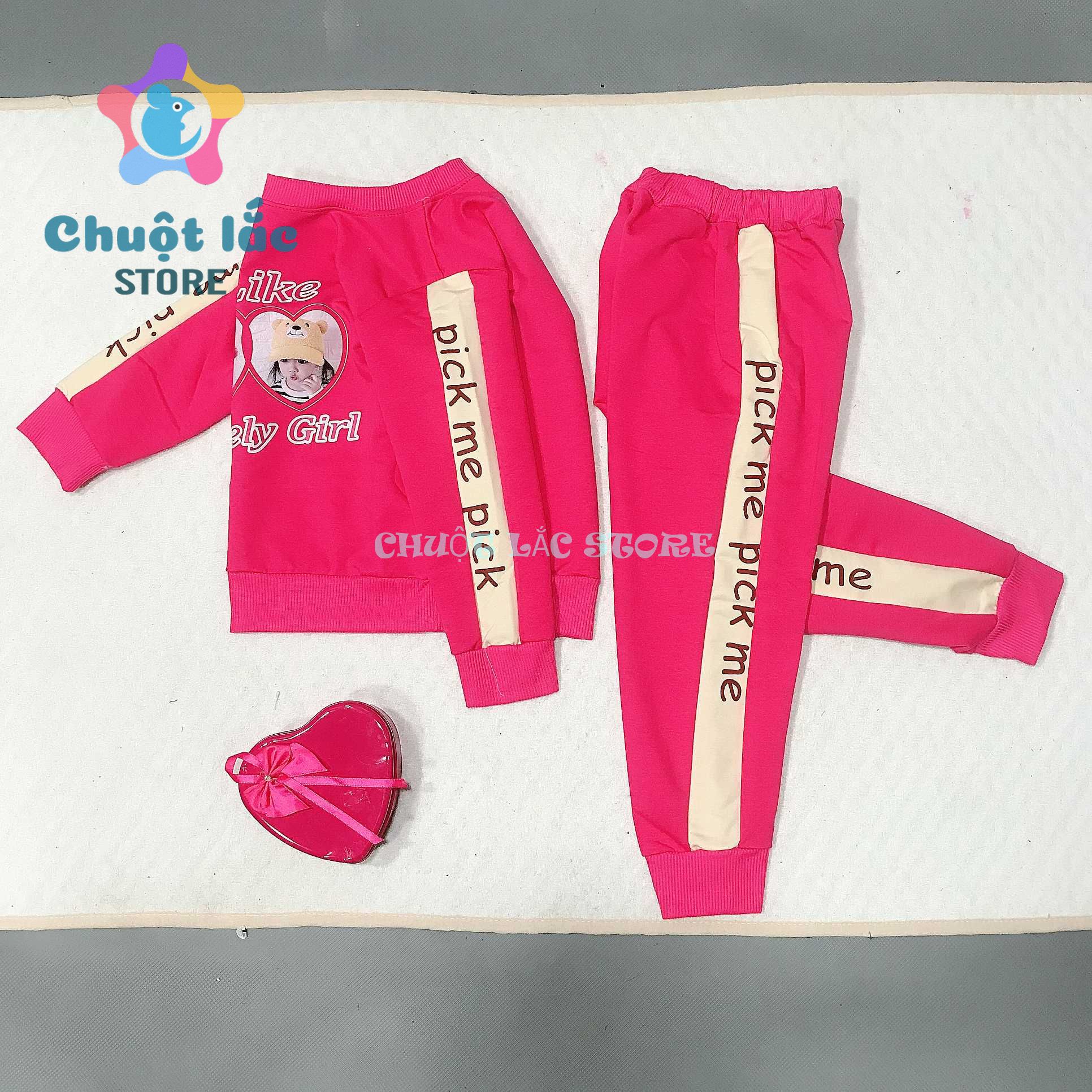 [HCM]Quần áo trẻ em thu đông bộ quần áo bé gái thun cotton size nhỡ pick me cho bé từ 12kg đến 25kg( màu vàng hồng)