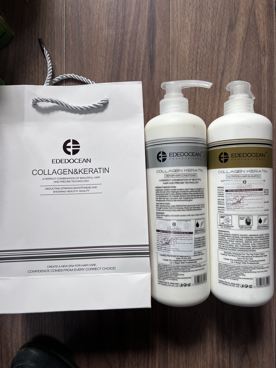Cặp dầu gội xả COLLAGEN KERATIN EDOCEAN PLUS 1000ml x2