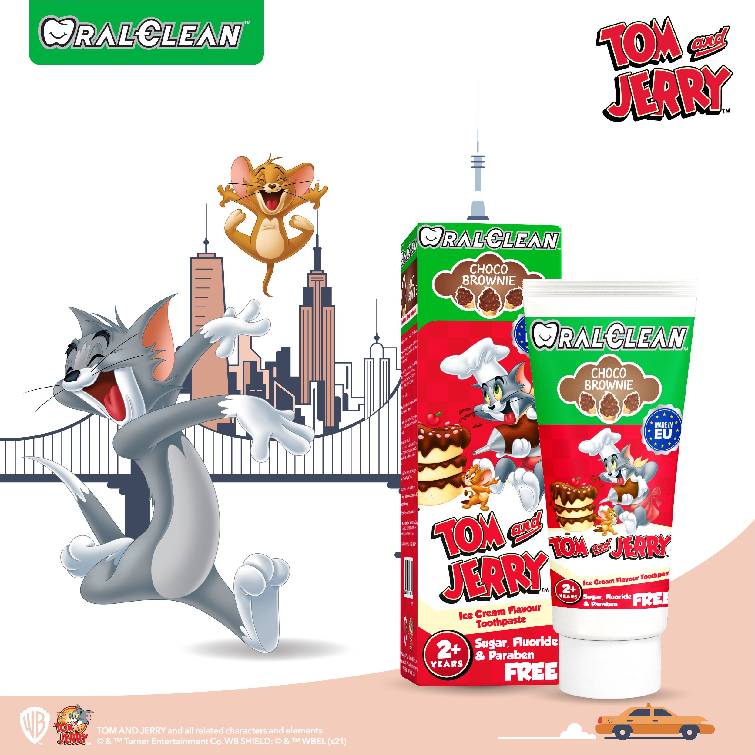 Kem Đánh Răng Cho Bé Socola OralClean Tom And Jerry Choco Brownie 75ml – Ngừa Sâu Răng, An Toàn Cho Trẻ Từ 2 Tuổi