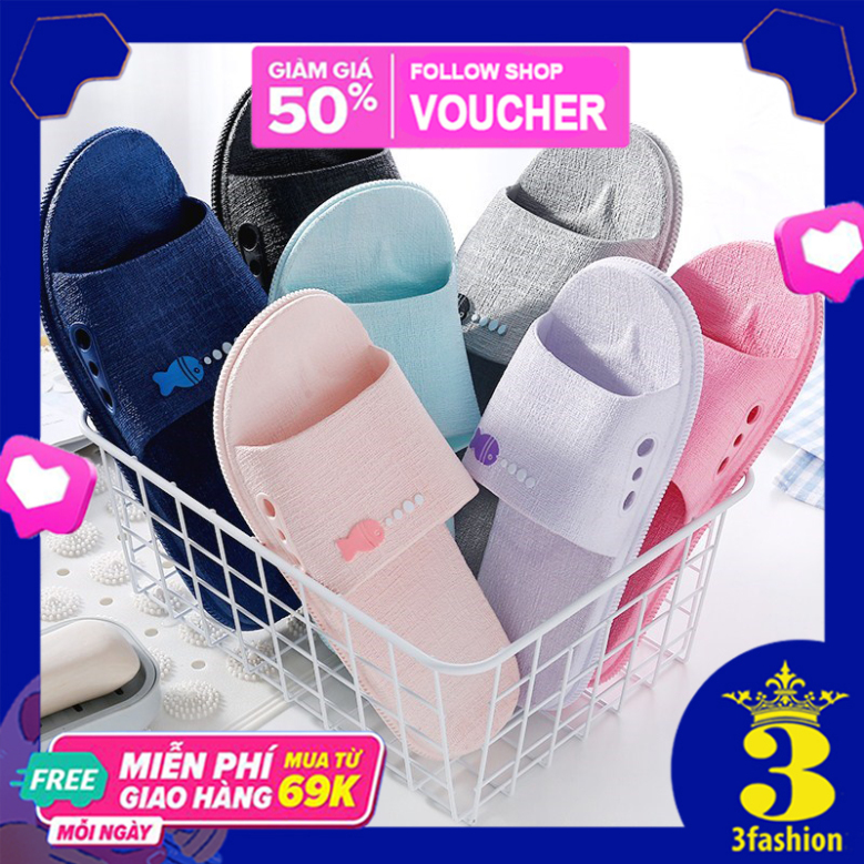 Dép Nhựa Đi Trong Nhà Tắm 3Fashion Cao Cấp Chống Thấm Nước Icon Cá - 3191W giá rẻ