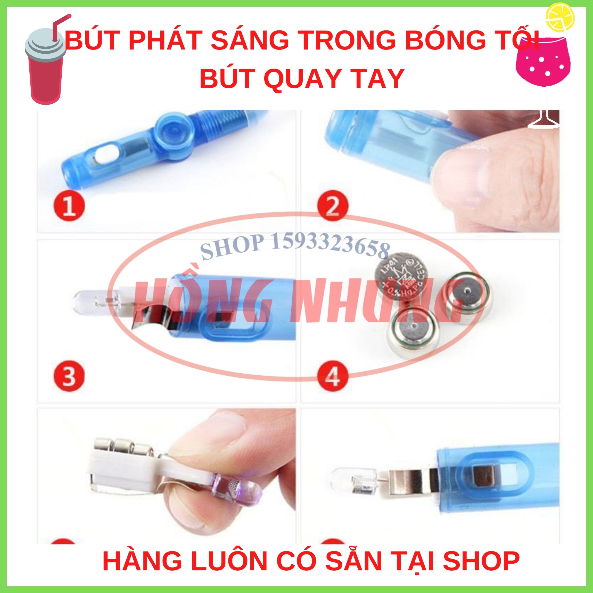 Hàng Mới Về] Bút Xoay Có Đèn Led, Hình Con Quay Phát Sáng ,Giúp Giảm Căng Thẳng Độc Đáo.