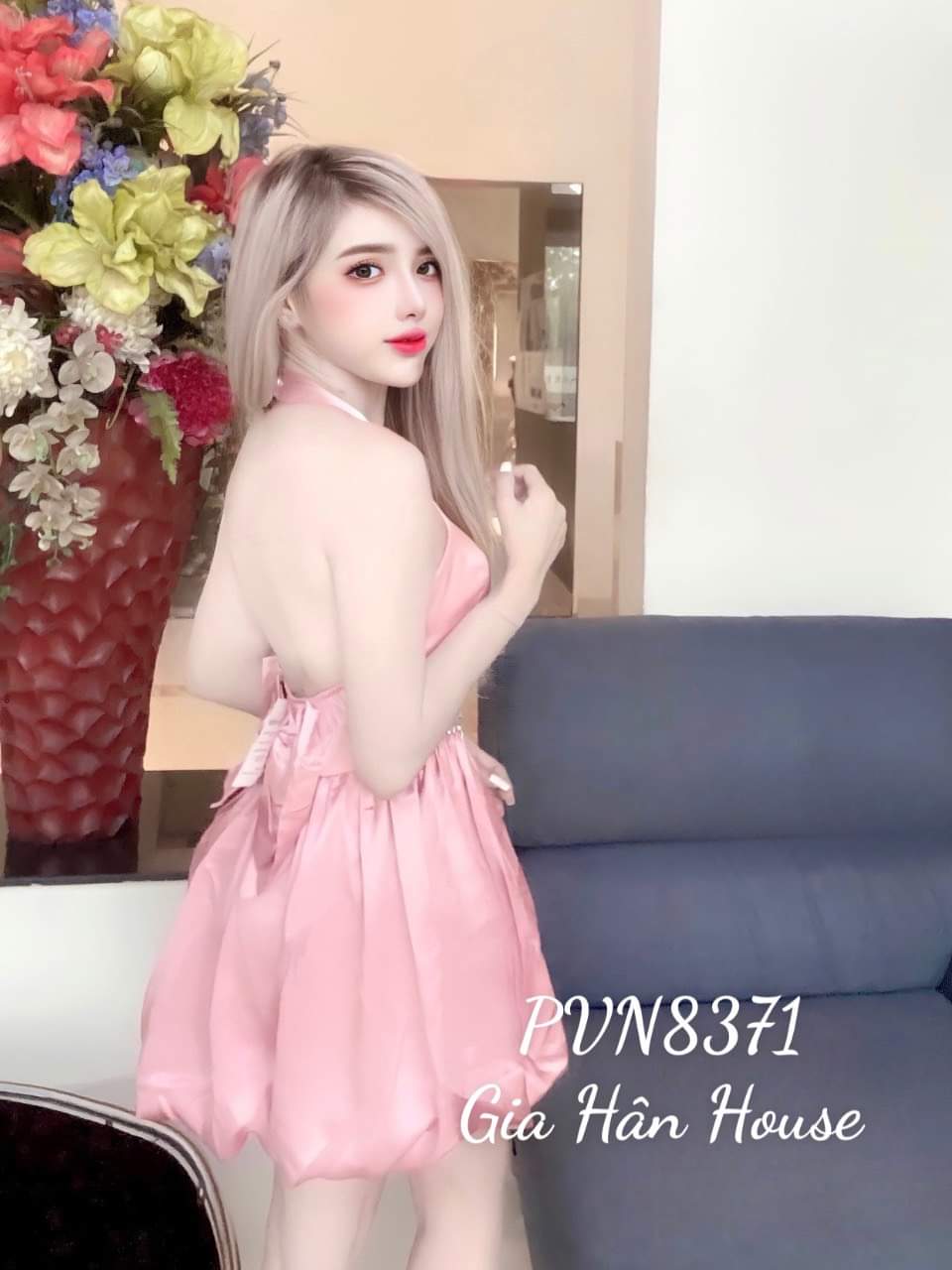 đầm phi bóng cao cấp kèm nơ eo xinh xinh mới ldt1122