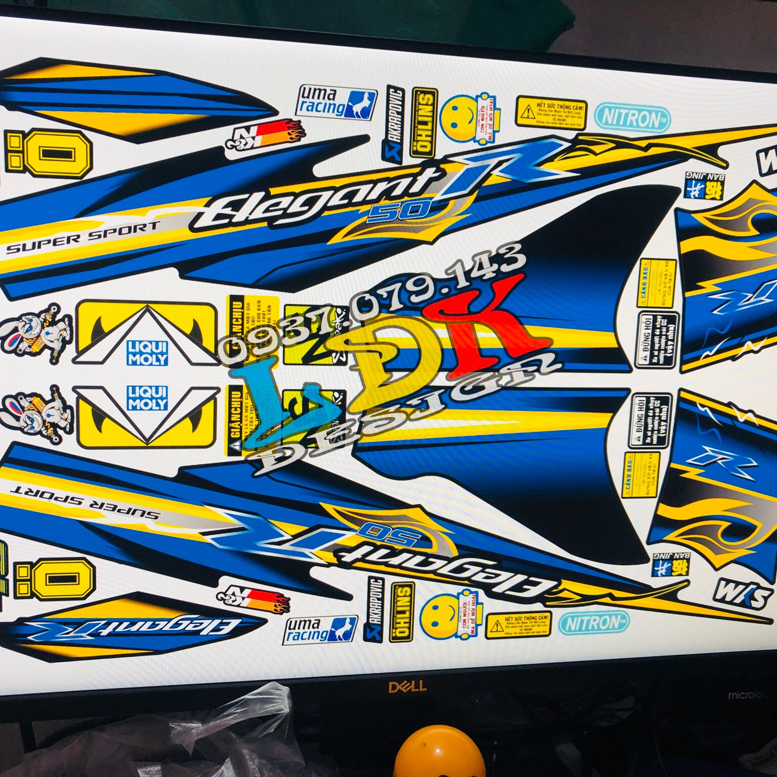 Tem rời elegant 50 chữ R xanh đen