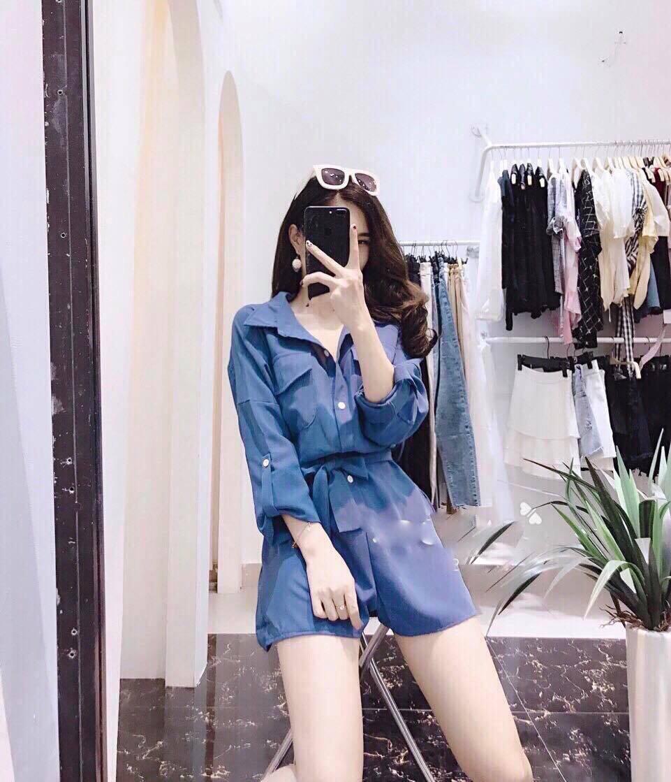 Set jum đùi cổ sơ mi vải umi cao cấp