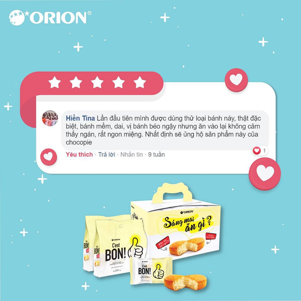 Bánh ăn sáng  C'est Bon! Orion (5 cái x 17G) (Xúc xích nớng)