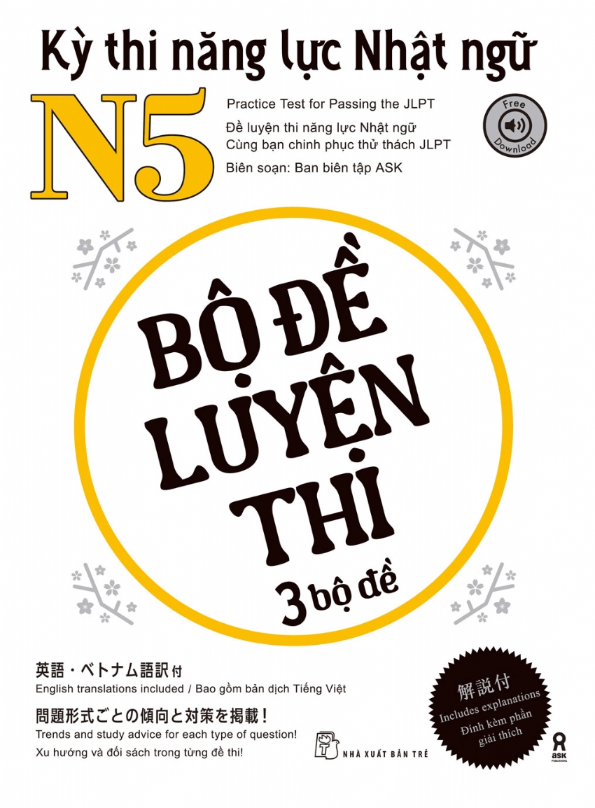 Sách nxb trẻ - kỳ thi năng lực nhật ngữ n5 - bộ đề luyện thi 3 bộ đề