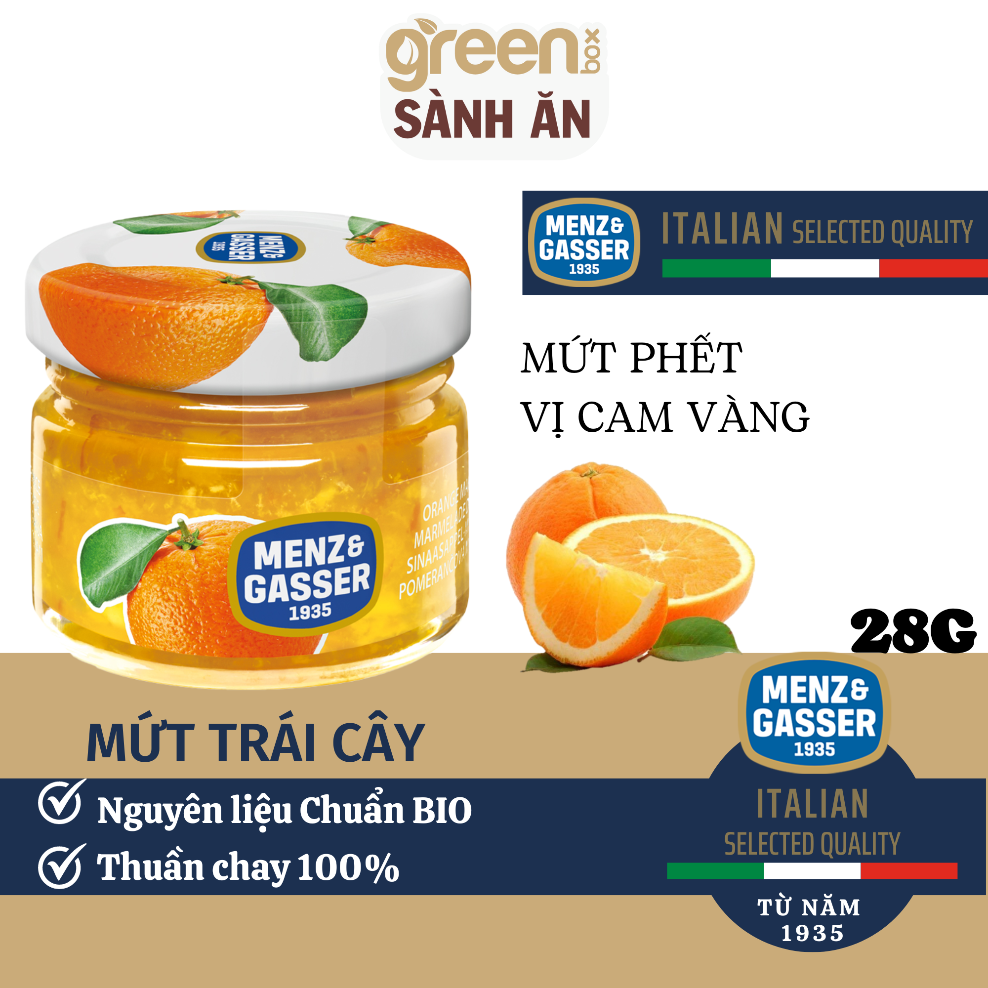 Hũ mứt cam Menz Gasser Ý 28g
