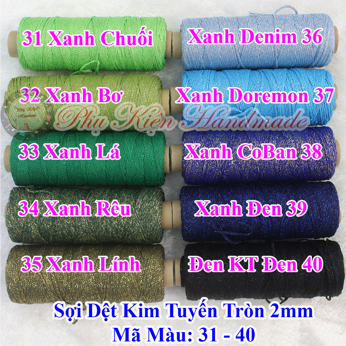 Sợi dệt kim tuyến tròn 2mm (màu 01-49)