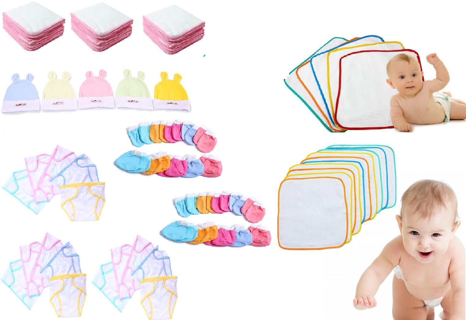 [TẶNG VÒNG DÂU TẰM] Set 70 Món Đồ Dùng Cho Bé Sơ Sinh( 15 tã + 15 khăn + 10 cặp bao tay + 10 cặp bao chân + 5 nón + 15 tã lót )