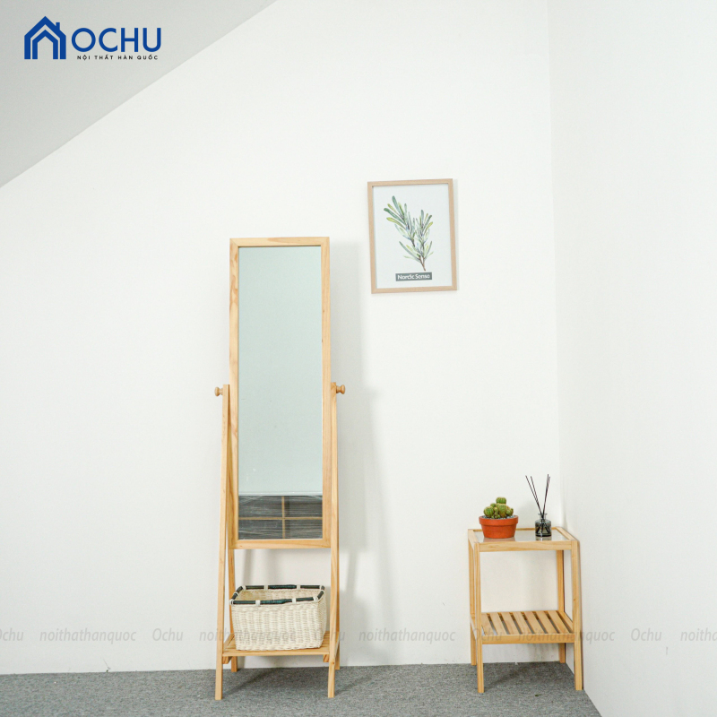 GƯƠNG KỆ ĐỨNG SOI TOÀN THÂN KHUNG GỖ HÀN QUỐC - MIRROR SHELF