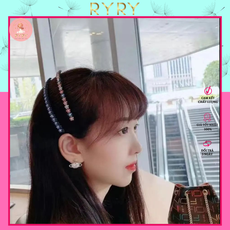 Cài Tóc Mái Nơ Đính Đá 12cm Xinh Xắn Cho Nữ
