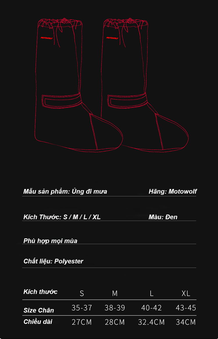 ỦNG MOTOWOLF CHỐNG NƯỚC BỤI BẨN ĐI MƯA