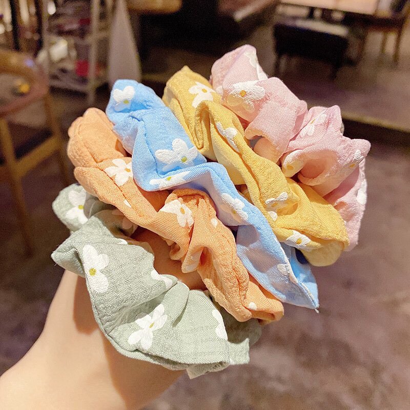 Srunchies hoa cúc nhiều màu co giãn / Dây buộc tóc