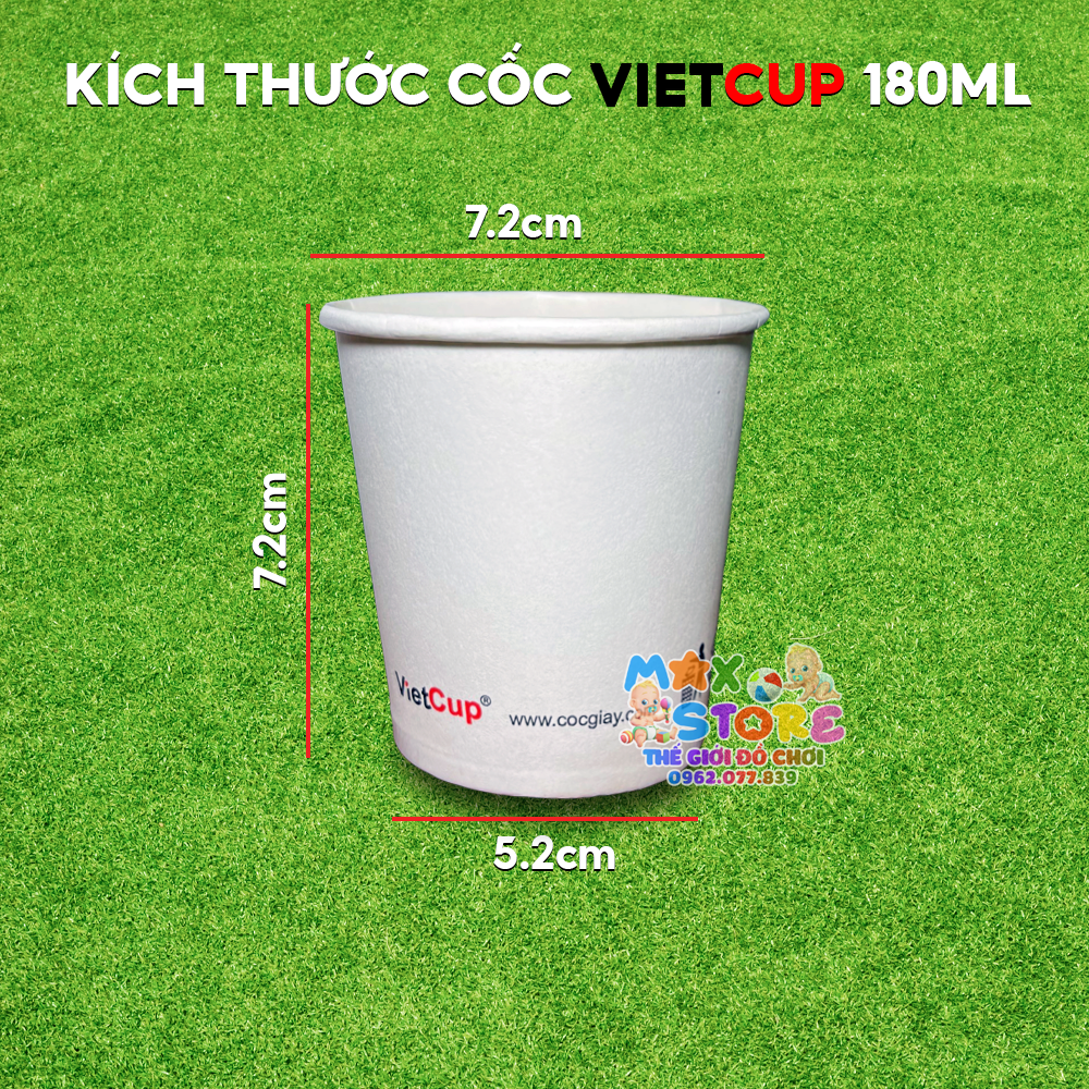Bịch 50 cốc giấy, ly giấy Vietcup 6oz 180ml Không nắp